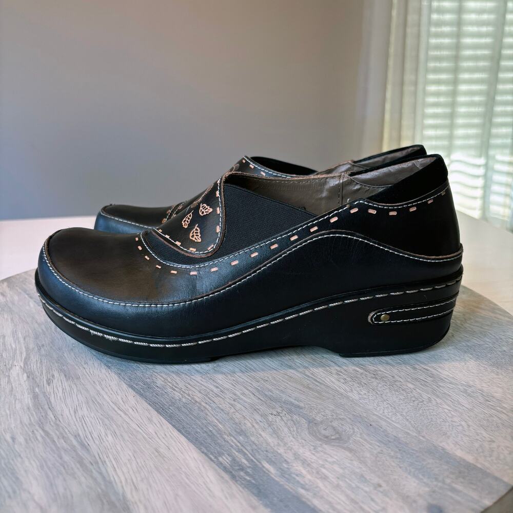 Spring Step L’Artiste Burbank Leather Slip On Clogs Black Women's EU 40 US 9.5 - Picture 2 of 12